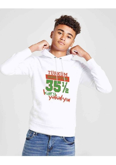 Tshirthane Türküm Doğruyum Karşıyakalıyım Baskılı Unisex Çocuk Sweatshirt Beyaz