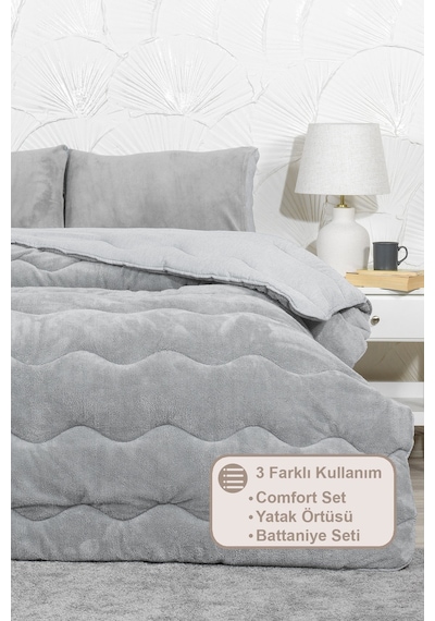 Elart Victor Comfort Uyku Seti Tek Kişilik Wellsoft 2 Parça 155x215 Cm Gri Gri