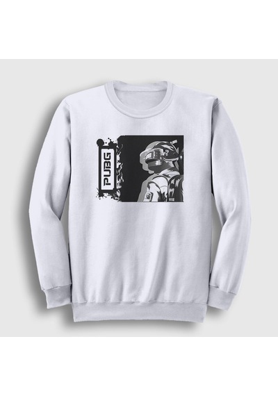 Presmono Unisex Helmet Pubg Sweatshirt Beyaz