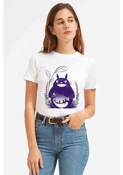My Neighbor Komşum Totoro Baskılı Beyaz Kadın Tshirt (534307272)