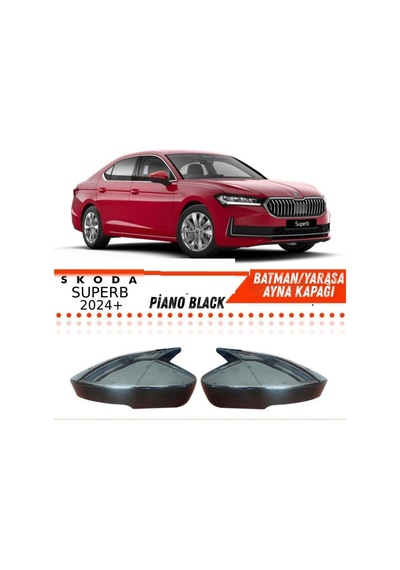 Skoda Superb B9 Sinyalli 2024 Sonrası Batman Ayna Kapağı Piano Black