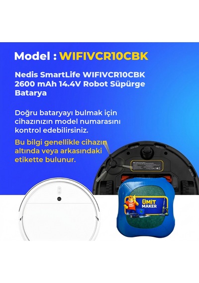 Nedis Smartlife Wıfıvcr10cbk 2600 Mah 14.4v Robot Süpürge Batarya