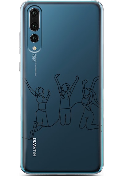Huawei P20 Pro Art Friends Tasarımlı Süper Şeffaf Telefon Kılıfı Çok Renkli