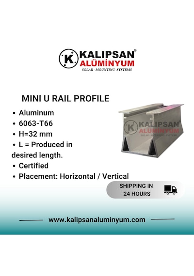 Mini U Ray Profili H:32mm 2000 Mm 3 Adet