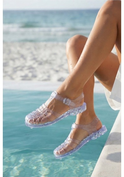 Moda Devrin Şeffaf Kadın Yazlık Rahat Jelli Plaj Sandaleti - Jelly Sandalet Kaymaz Taban Havuz Plaj Deniz Ayakkabısı Beyaz Moda Devrin Şeffaf Kadın Yazlık Rahat Jelli Plaj Sandaleti - Jelly Sandalet Kaymaz Taban Havuz Plaj Deniz Ayakkabısı Beyaz