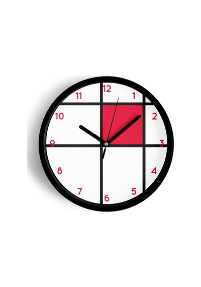 Geometrik Tasarım Modern Duvar Saati - 25cm - Önü Camlı Siyah Kasa - Sessiz Mekanizma-jh0416 Siyah