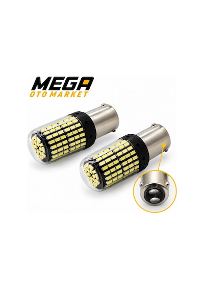 Mega Oto Market 12v 1016 144 Led Beyaz Oto Ampul 2 Adet Stop, Fren Ve Sinyal Led Lambası