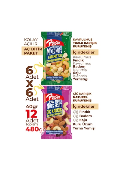 Paşa Kuruyemiş Karışık Süper Mix Kuruyemiş 12 x 40 G