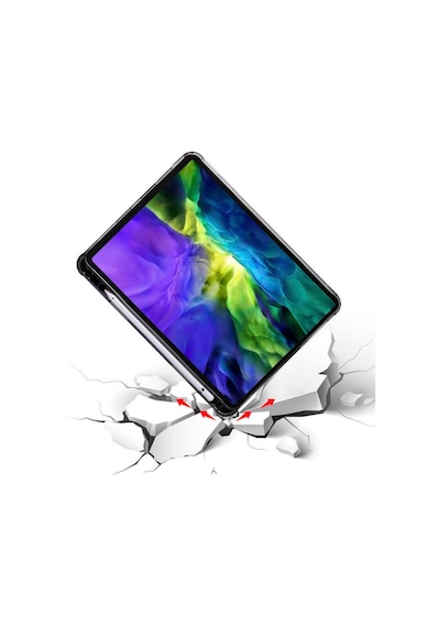 Samsung Galaxy Uyumlu Tab S6 Lite Sm-p620 10.4" Kılıf Kalem Bölmeli Standlı Katlanabilir Kalemlikli Silikon Kılıf