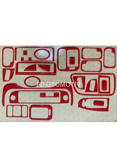 Honda Civic Les 1995 - 2001 Torpido, Konsol, Trim, Göğüs Kaplama Set Kırmızı Renk Özel Dizayn