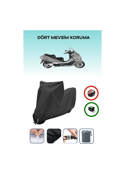 Siyah Kilit Uyumlu Cfmoto Jet Max Uyumlu Motosiklet Brandası Su Geçirmez