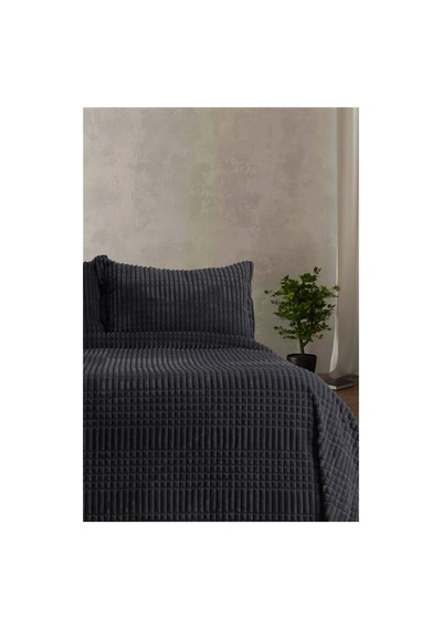 Axesso Merinos Modern Line Tek Kişilik Battaniye - Koyu Gri Siyah