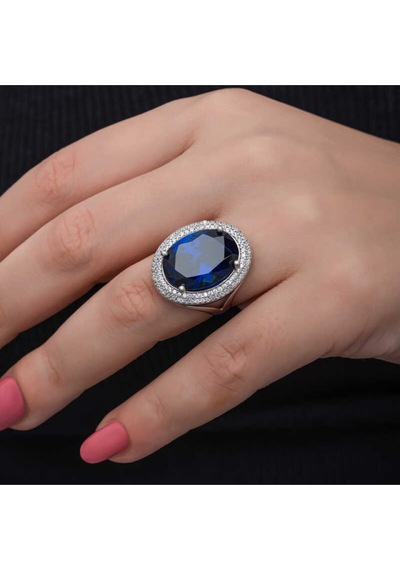 Casera's Gümüş Safir Taşlı Kadın Yüzük Csr2185505 Gümüş