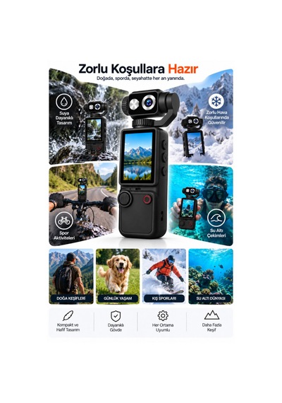 4k Ultra Hd Dijital Kamera 180 Dönen Lens Taşınabilir Video Fotoğraf Kamera 32gb Hafıza Kartı Hediyeli