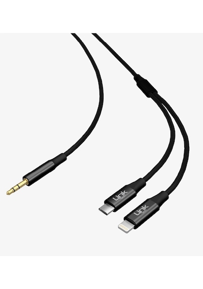 Linktech Aux To Type-c Ve Lightning Dönüştürücü - Linktech A204 3.5mm Aux'u Type-c Ve Lightning Dönü