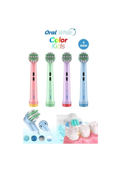 Tr Color Kids Çocuk Diş Fırçası Yedek Başlığı, 4'lü Paket Diğer