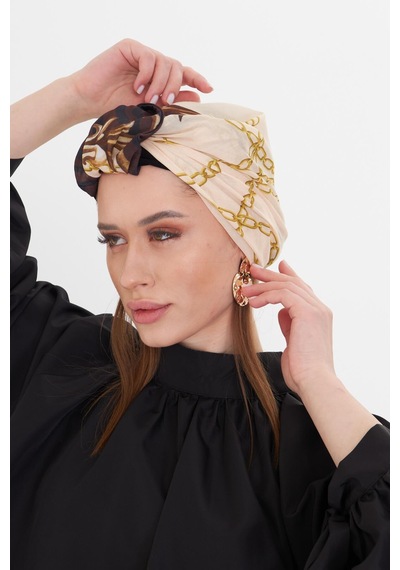 Hürrem Bone Bej Pratik Hazır Geçmeli Tesettür Bone Kesik Elyaf Retro Desenli 2409 12 Bej Hürrem Bone Bej Pratik Hazır Geçmeli Tesettür Bone Kesik Elyaf Retro Desenli 2409 12 Bej