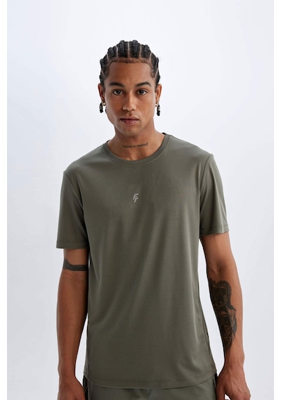 DeFactoFit Slim Fit Dar Kesim Bisiklet Yaka Baskılı Sporcu Kısa Kollu Tişört X6142AZ24AUKH398