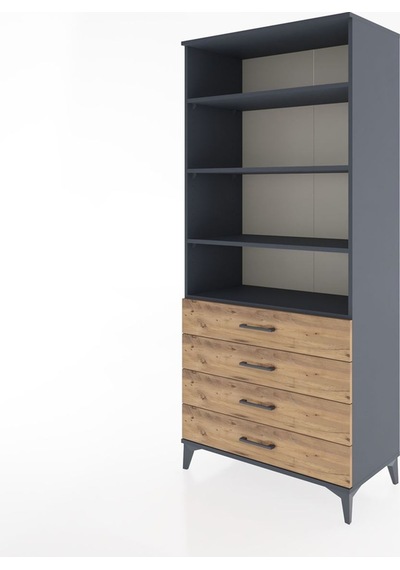 Hyperion Dolap 4 Raflı 4 Çekmeceli 88x44x195 Antrasit-çam Antrasit
