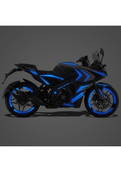 Bajaj Pulsar RS 200 Full Sticker Set Custom Neon Mavi