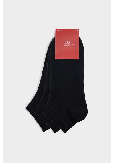 D'S Damat Ds Damat Siyah 3'lü Pamuklu Spor Patik Çorap Set 6hc16ortpcst3 001