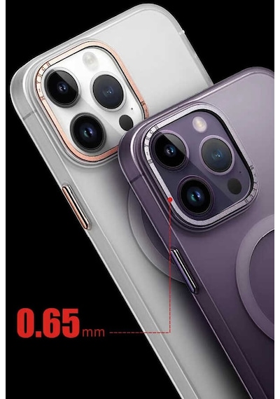 Apple Uyumlu iPhone 14 Pro Max Magsafe Şarj Özellikli Buzlu Sert Pc Zore Tuval Kapak