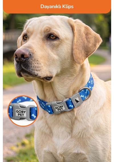 Köpekler İçin Dayanıklı Ve Güvenli, Desenli Boyun Tasması 25mm Lacivert