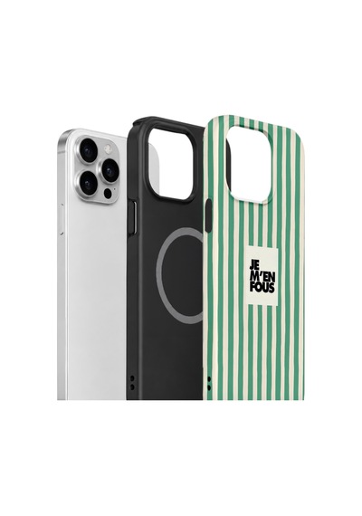 Apple iPhone Uyumlu 15 Pro Vorian Çift Katmanlı Magsafe Kılıf Je M En Fous Green