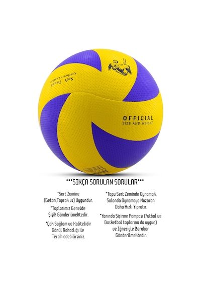 Telvesse Yapıştırma Voleybol Topu Pompalı Set Soft Touch İç-dış Mekan Uygun 8 Panel Mavi 280 Gram Mavi