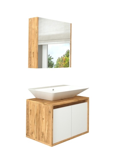 Banos Roomart Ayaksız 2 Kapaklı Lavabolu Ahşap-Mat Beyaz Mdf 6... Beyaz