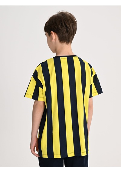 Fenerbahçe Sarı Lacivert Tribün Çubuklu Çocuk Tshirt Lacıvert-sarı