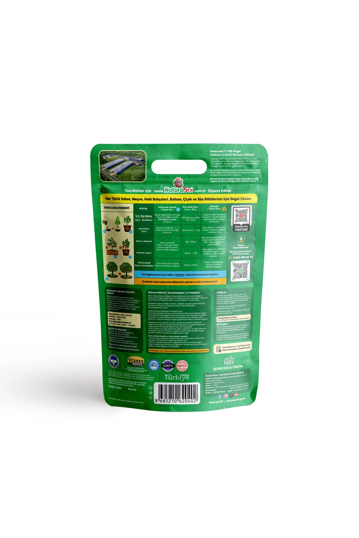 Naturasol ORGANİK SERTİFİKALI Solucan Gübresi 2 Kg (4 Litre) Sebze-Meyve, Çiçekler, Çim ve Süs Bitkileri -