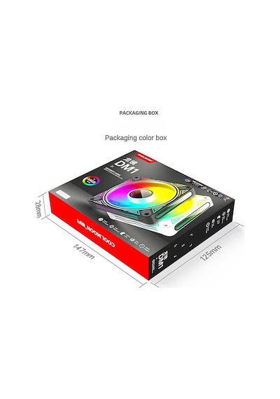 Coolmoon - Dm1 12cm Kasa Fanı 5v 3pin Argb Aura Sync 12v 4pin Pwm Soğutucu Fan - 120mm - Beyaz