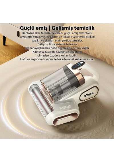Türbin Başlıklı Uv Filtreli Şarjlı Detaylı Temizlik Süpürgesi Döner Başlıklı Ultra Güçlü Çekiş