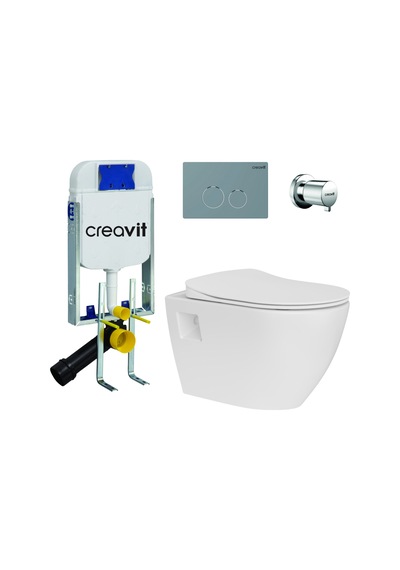Creavit Terra Rim-off Thermoplast Kapaklı Gömme Rezervuar Set