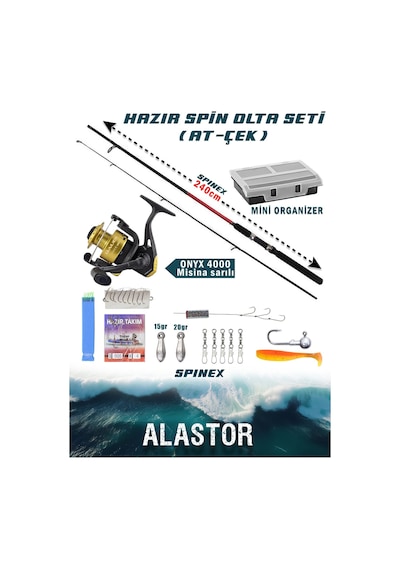 Spinex Spin Olta Seti Hazır Olta Seti At-çek Olta Seti Spin Olta Kamışı 10-40