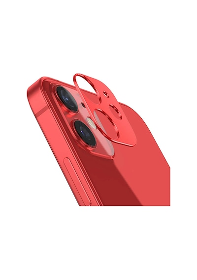 Apple Uyumlu iPhone 12 Mini 11 Metalik Seri Kamera Lens Koruyucu Kırmızı