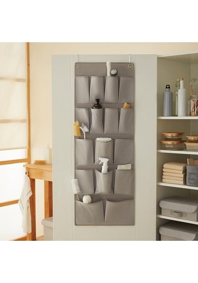Ocean Home Textile 16 Gözlü Gri Balıksırtı Kapı Arkası Düzenleyici 45 X 125 Cm Açık Bej