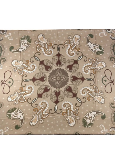 Mim Eşarp Mısırlı Eşarpları Mısırlı Eşarp Alize Krep Etnik Desenli Eşarp 140x140 Cm Gold - Kahve