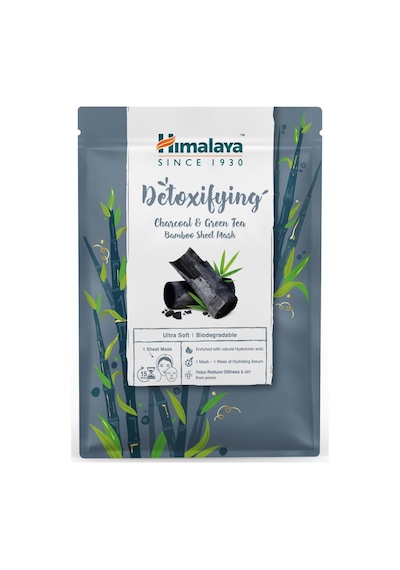 Himalaya Detox Etkili Kağıt Maske, Aktif Kömür, Yeşil Çay, Hyaluronic Acid, Bambu, Geri Dönüştürüleriblir, Tüm Ciltler, 30 Gr