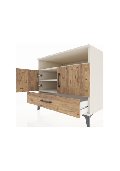 Kronos Şifonyer 3 Raflı Tek Çekmeceli 2 Kapaklı 88x59x80 Aytaşı-çam Aytası