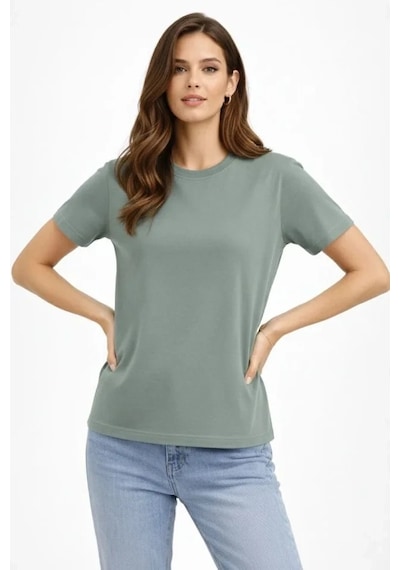 Vexor Bisiklet Yaka Tişört Regular Kalıp Basic Pamuklu Günlük Kullanım T-shirt - Mint Yeşili