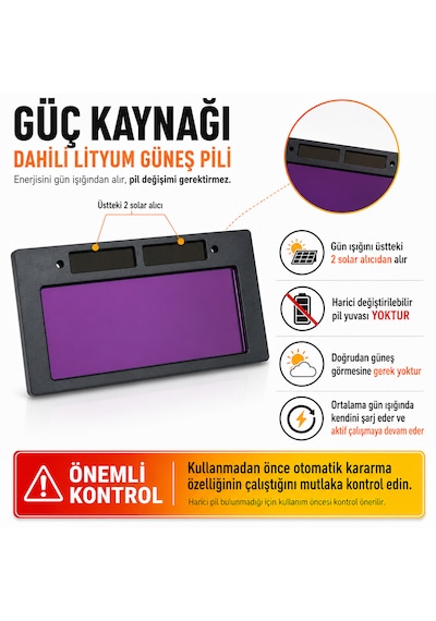 Sanplaza Kolormatik Otomatik Kararan Kaynak Gözlüğü Saplı Ve Lastikli Uv Koruyucu Kaynakçı Gözlüğü
