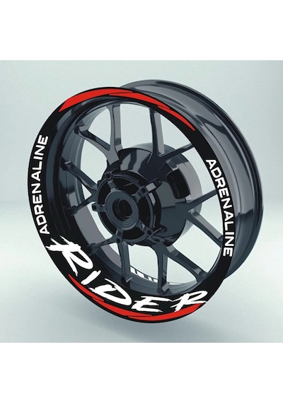 Yeni Özel Motosiklet Jant Şeridi Rider R25 Beyaz Yazı Kırmızı Şerit Sağ-sol/ön-arka