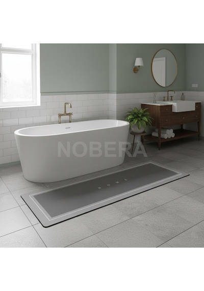 Nobera Kauçuk Kaymaz Tabanlı Ultra Emici Banyo Paspası 40x120cm Hızlı Kuruyan Paspas Gri
