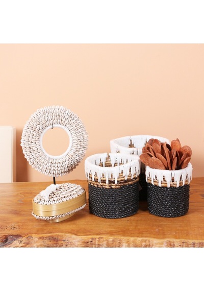 Nevşehir Doğal Abaka 3 Lü Set Saksılık & Saklama Düzenleme Siyah