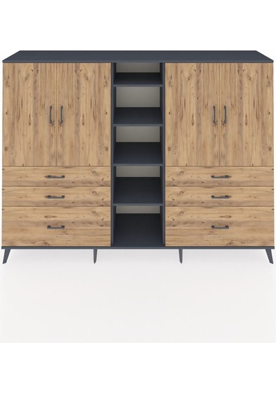 Hyperion Dolap 10 Raflı 6 Çekmeceli 4 Kapaklı 220x44x163 Antrasit-çam Atlas Çam - Antrasit Hyperion Dolap 10 Raflı 6 Çekmeceli 4 Kapaklı 220x44x163 Antrasit-çam Atlas Çam - Antrasit