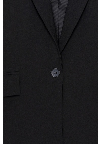 Thalure Kadın Siyah Tek Düğmeli Oversize Blazer
