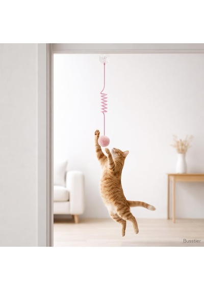 Yaylı Kedi Oyuncağı Tekli İnteraktif Toplu Kedi Oyuncağı Her Yere Asılabilir Asorti Renk Gönderim