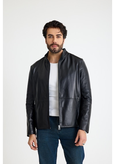 Franko Armondi Fit Kısa Erkek Deri Ceket E4-k-2629-23712 Siyah